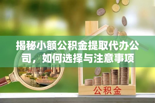 潮安揭秘小额公积金提取代办公司，如何选择与注意事项